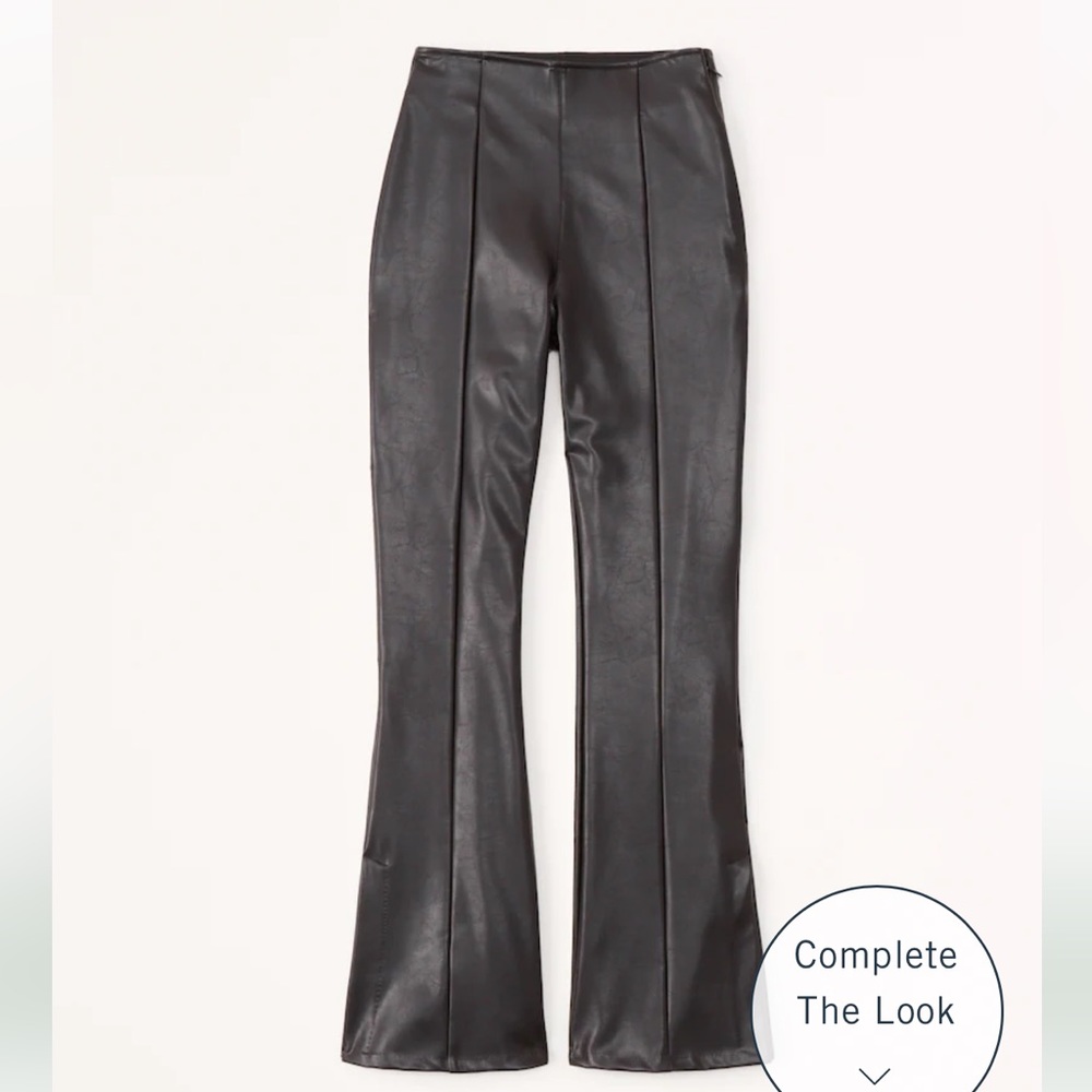Split-Hem Vegan Leather Slim Flare Pant